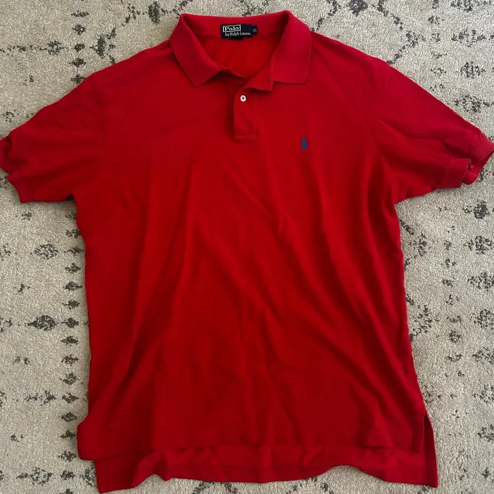 Polo Ralph Lauren Red polo shirt Old Color fade Retro classic style Preppy Y2K - Picture 1 of 9